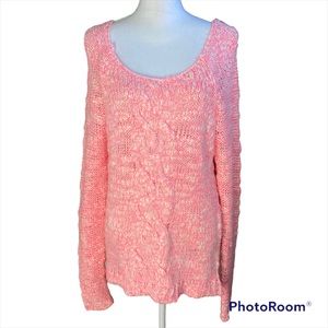 Aeropostale Pink White Open Knit Sweater Medium NWT